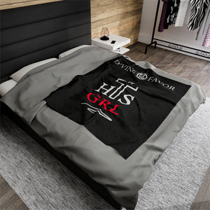 HIS Girl - Black  Velveteen Plush Blanket