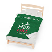 Load image into Gallery viewer, HIS GIRL - Green Velveteen Plush Blanket