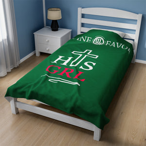 HIS GIRL - Green Velveteen Plush Blanket