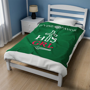 HIS GIRL - Green Velveteen Plush Blanket