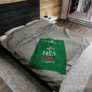 HIS GIRL - Green Velveteen Plush Blanket