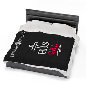 HIS Girl - Black  Velveteen Plush Blanket