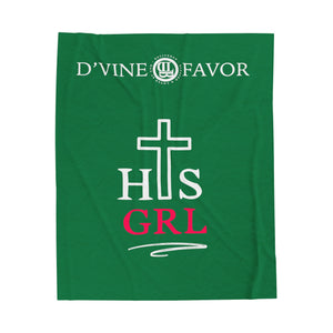 HIS GIRL - Green Velveteen Plush Blanket