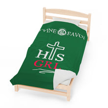 Load image into Gallery viewer, HIS GIRL - Green Velveteen Plush Blanket