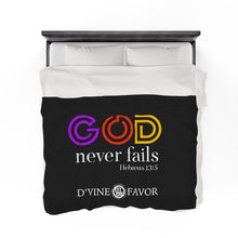 Load image into Gallery viewer, GOD NEVER FAILS  - Black Velveteen Plush Blanket