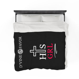 HIS Girl - Black  Velveteen Plush Blanket