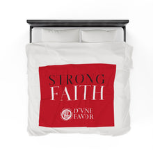 Load image into Gallery viewer, STRONG FAITH - Dark Red Velveteen Plush Blanket