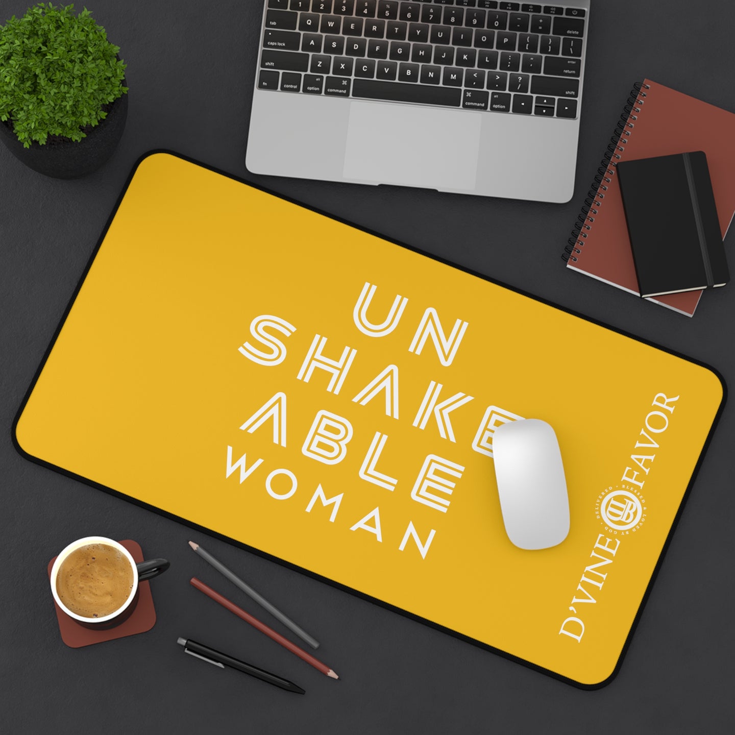 Unshakeable Woman Yellow Desk Mat