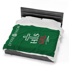 Load image into Gallery viewer, HIS GIRL - Green Velveteen Plush Blanket