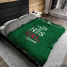 Load image into Gallery viewer, HIS GIRL - Green Velveteen Plush Blanket