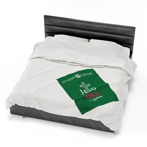 HIS GIRL - Green Velveteen Plush Blanket