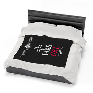 HIS Girl - Black  Velveteen Plush Blanket