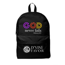 Load image into Gallery viewer, God Never Fails  - Black Classic Backpack