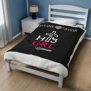 HIS Girl - Black  Velveteen Plush Blanket