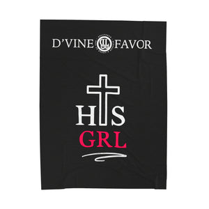 HIS Girl - Black  Velveteen Plush Blanket