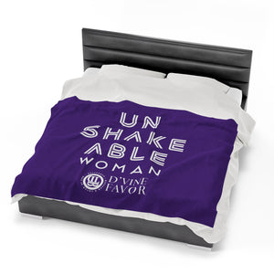 UNSHAKEABLE WOMAN - Purple Velveteen Plush Blanket