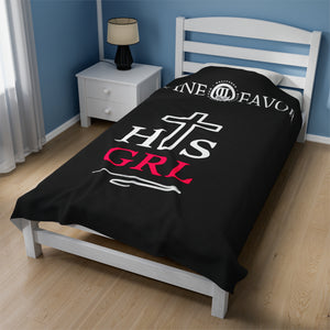 HIS Girl - Black  Velveteen Plush Blanket