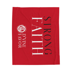 STRONG FAITH - Dark Red Velveteen Plush Blanket