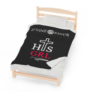 HIS Girl - Black  Velveteen Plush Blanket