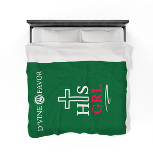 HIS GIRL - Green Velveteen Plush Blanket