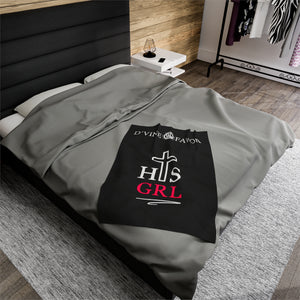 HIS Girl - Black  Velveteen Plush Blanket