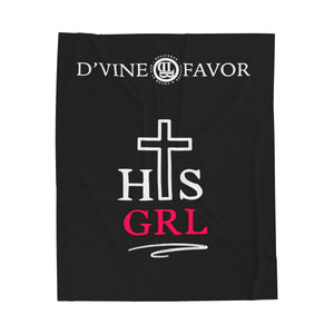 HIS Girl - Black  Velveteen Plush Blanket