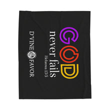 Load image into Gallery viewer, GOD NEVER FAILS  - Black Velveteen Plush Blanket