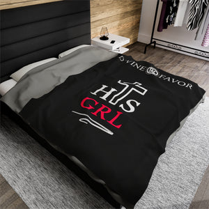 HIS Girl - Black  Velveteen Plush Blanket