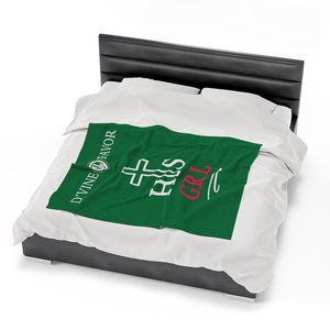 HIS GIRL - Green Velveteen Plush Blanket