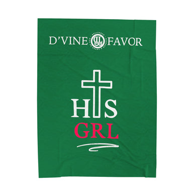 HIS GIRL - Green Velveteen Plush Blanket