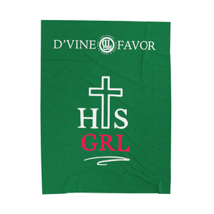 HIS GIRL - Green Velveteen Plush Blanket