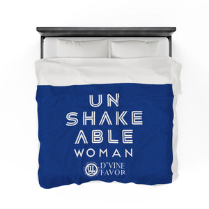 UNSHAKEABLE WOMAN - Blue Velveteen Plush Blanket