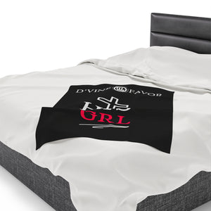 HIS Girl - Black  Velveteen Plush Blanket