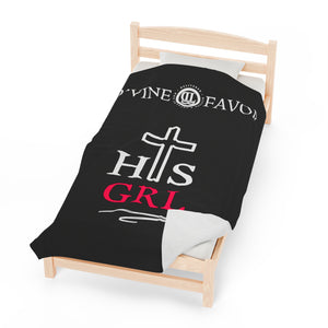 HIS Girl - Black  Velveteen Plush Blanket