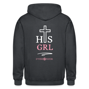 His Girl -Gildan Heavy Blend Adult Zip Hoodie - deep heather