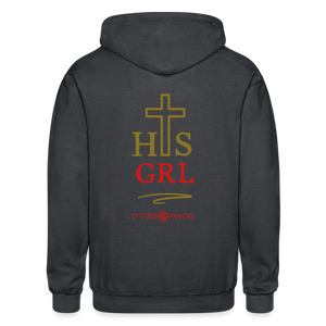 His Girl -Gildan Heavy Blend Adult Zip Hoodie - deep heather