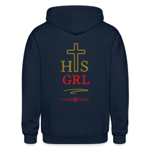 His Girl -Gildan Heavy Blend Adult Zip Hoodie - navy