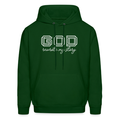 God Rewrote My Story Men's Hoodie - forest green