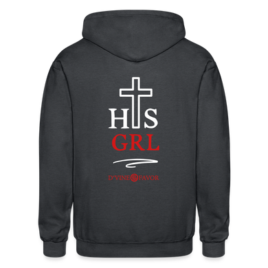 His Girl -Gildan Heavy Blend Adult Zip Hoodie - deep heather