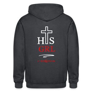 His Girl -Gildan Heavy Blend Adult Zip Hoodie - deep heather