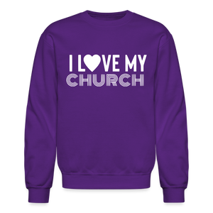 I Love My Church Crewneck Sweatshirt - purple