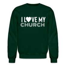 Load image into Gallery viewer, I Love My Church Crewneck Sweatshirt - forest green