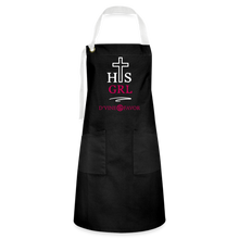 Load image into Gallery viewer, His Girl Artisan Apron White/Magenta - black/white