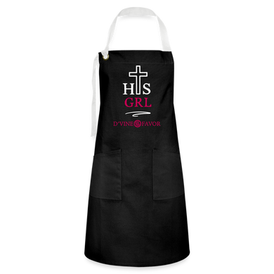 His Girl Artisan Apron White/Magenta - black/white