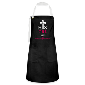 His Girl Artisan Apron White/Magenta - black/white