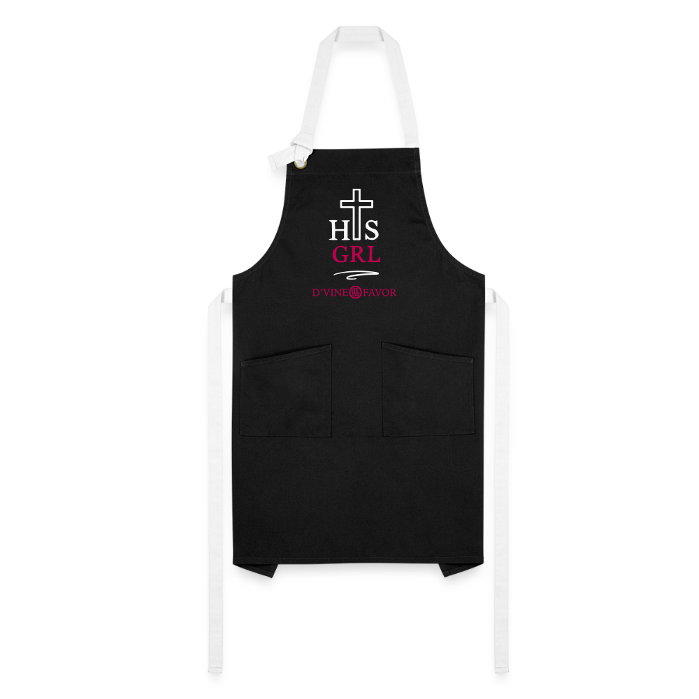 His Girl Artisan Apron White/Magenta - black/white