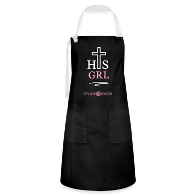 His Girl  Artisan Apron White/Pink - black/white