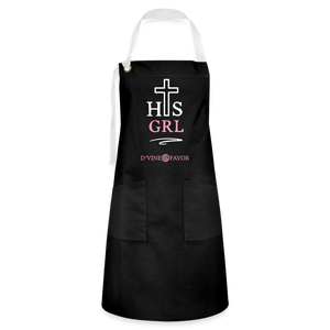 His Girl  Artisan Apron White/Pink - black/white