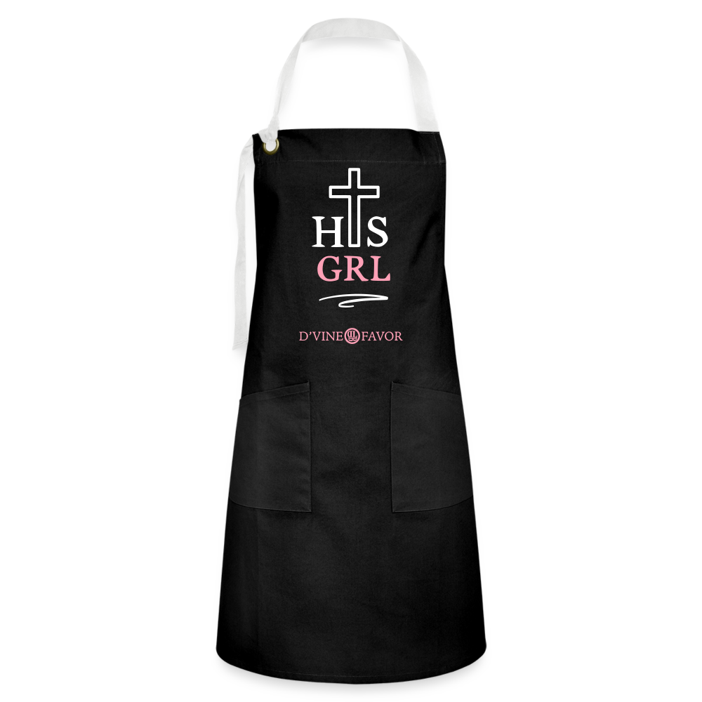 His Girl  Artisan Apron White/Pink - black/white