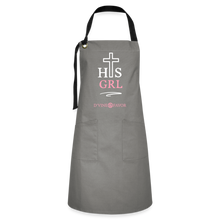 Load image into Gallery viewer, His Girl  Artisan Apron White/Pink - gray/black